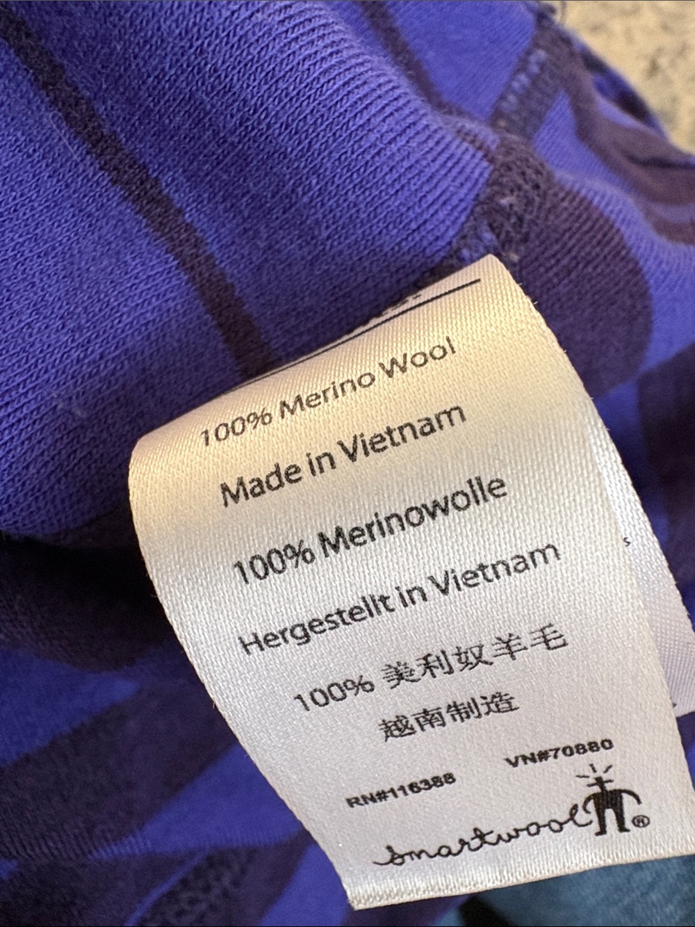 Smartwool Women's Half-Zip Striped Sweater - Royal Blue & purple merino wool - Picture 5 of 8